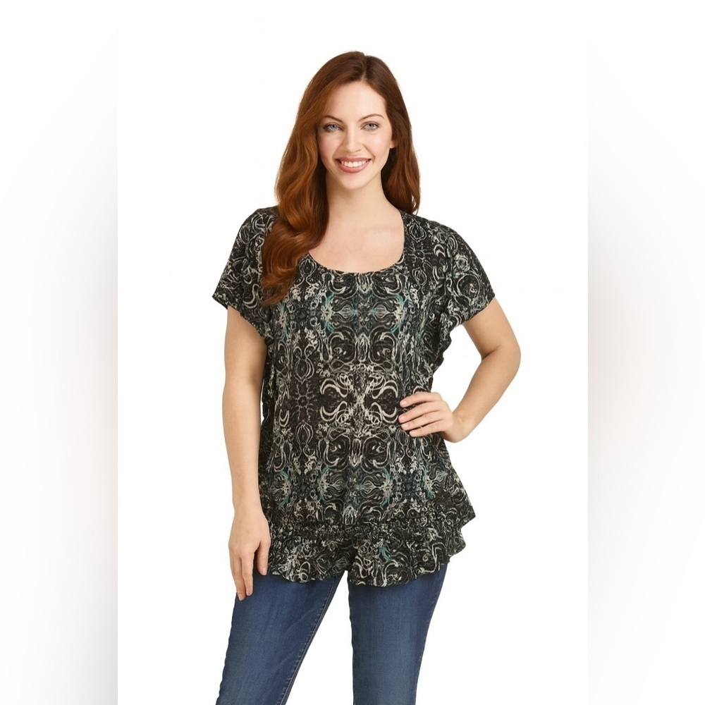 Faded glory size 4X sheer abstract blouse